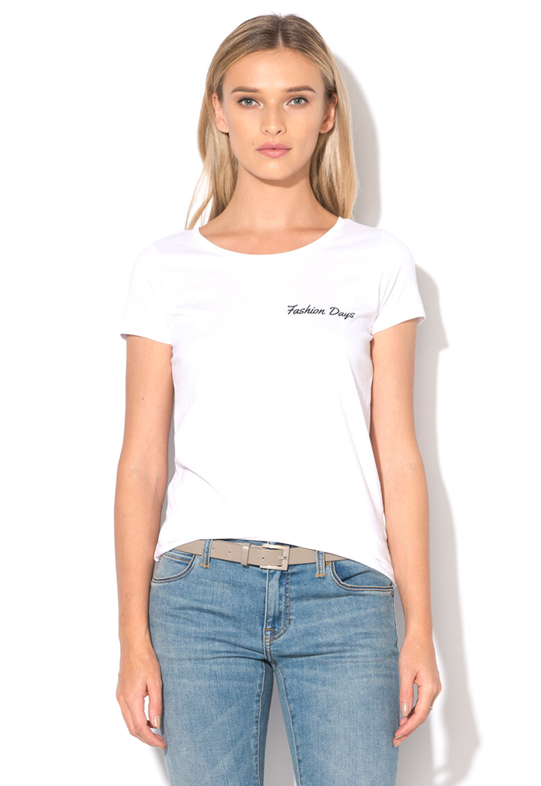 Tricou alb cu imprimeu logo Signature