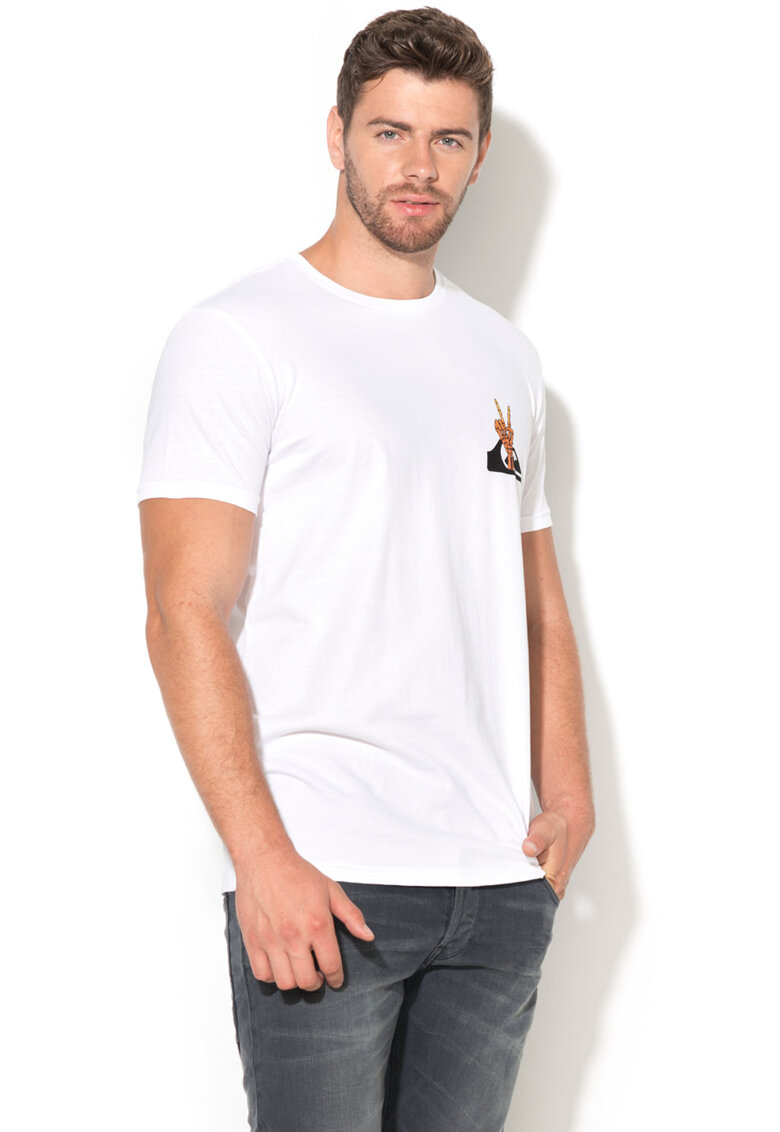 Tricou cu decolteu la baza gatului si imprimeu grafic