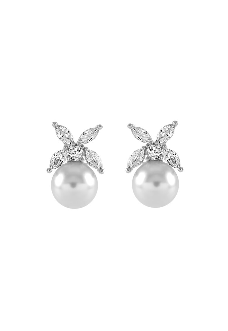 Cercei placat cu aur alb de 14K cu elemente Swarovski